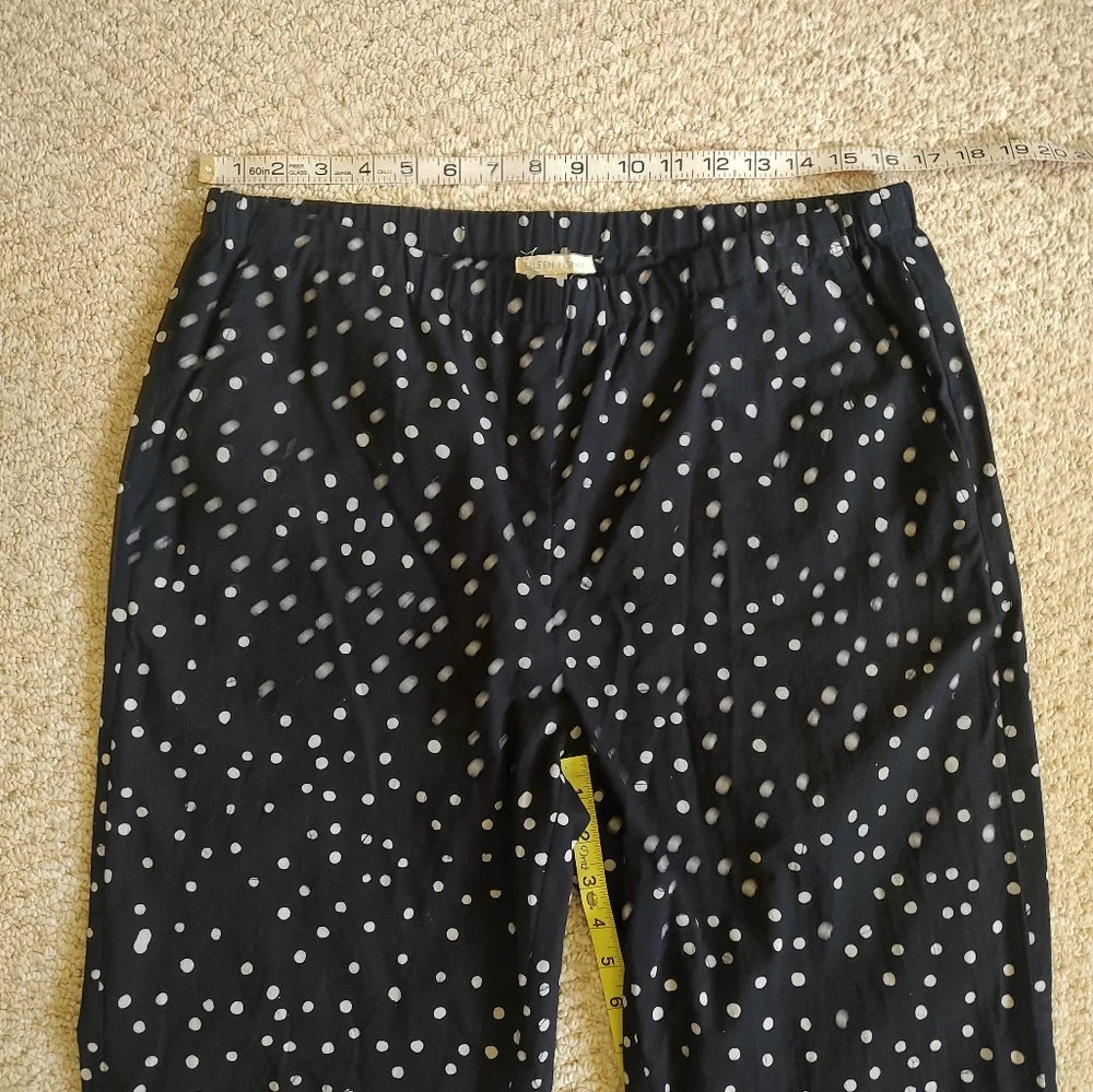 Eileen Fisher Organic Cotton Pull On Black Polka Dot Lightweight Cropped Pants M - Picture 11 of 11